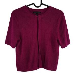 Banana Republic Ramie Blend Short Sleeve Magenta Single Hook Cardigan Medium
